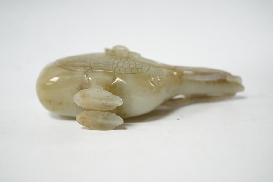 A Chinese pale celadon jade ‘duck’ brushwasher, possibly 17th/18th century
